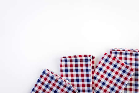 Linen dinner napkins on a white background.の写真素材