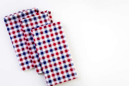 Linen dinner napkins on a white background.の写真素材