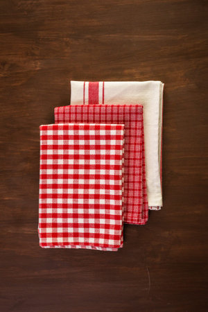 Dish towel on a wood background.
