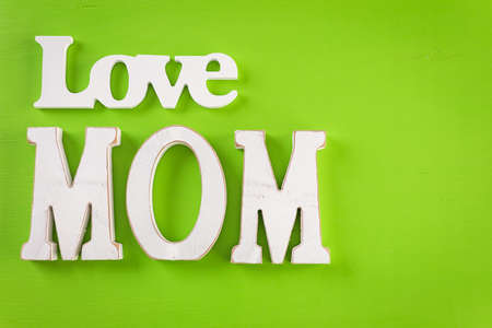 Decorations for Mother's Day on a  wood board.の写真素材