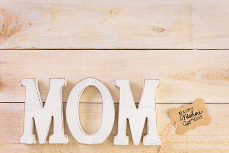 Decorations for Mother's Day on a  wood board.の写真素材