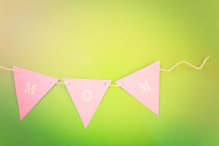 Decorations for Mother's Day on a  wood board.の写真素材