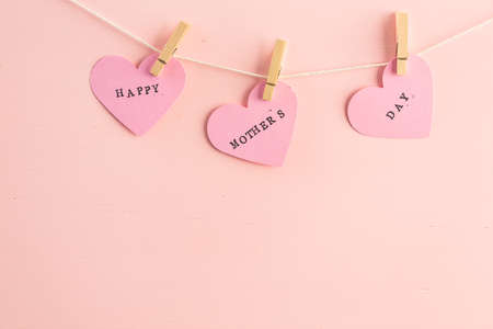 Decorations for Mother's Day on a  wood board.の写真素材
