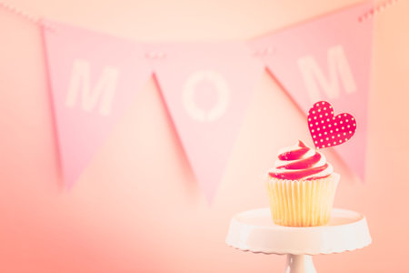 Decorations for Mother's Day on a  wood board.の写真素材