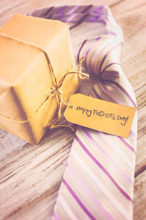 Wrapped in brown paper gift for Father's Day.の写真素材
