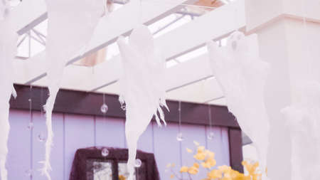 Halloween decor gerland with ghosts.の写真素材