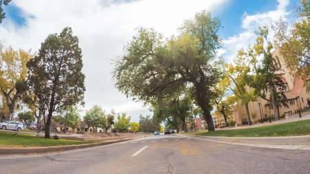 Colorado Springs, Colorado, USA-October 6, 2018 - Driving through historical residential neighborhood in Autumn.のeditorial素材