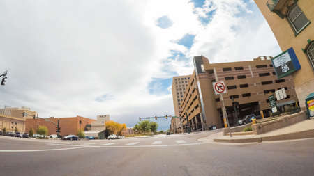 Colorado Springs, Colorado, USA-October 6, 2018 - Driving through downtown of Colorado Springs in Autumn.のeditorial素材