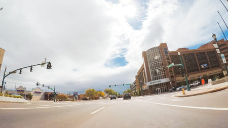 Colorado Springs, Colorado, USA-October 6, 2018 - Driving through downtown of Colorado Springs in...