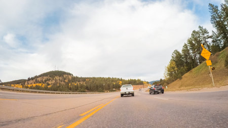 Colorado Springs, Colorado, USA-October 6, 2018 - Driving on mountain highway 24 to Colorado Springs...