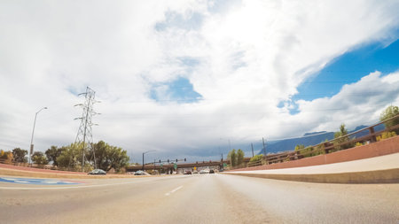 Colorado Springs, Colorado, USA-October 6, 2018 - Driving on paved roads in Colorado Springs in...