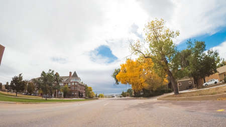 Colorado Springs, Colorado, USA-October 6, 2018 - Driving through historical residential neighborhood in Autumn.のeditorial素材