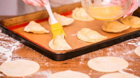 Step by step. Making home made empanadas with different fillings.