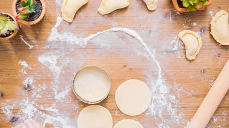 Step by step. Making home made empanadas with different fillings.の写真素材
