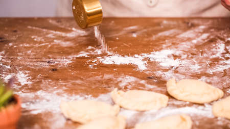 Step by step. Making home made empanadas with different fillings.の写真素材