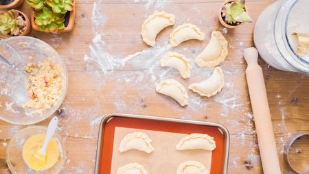 Step by step. Making home made empanadas with different fillings.