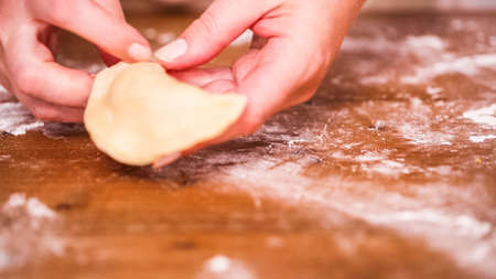 Step by step. Making home made empanadas with different fillings.の写真素材