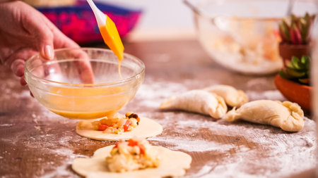 Step by step. Making home made empanadas with different fillings.の写真素材