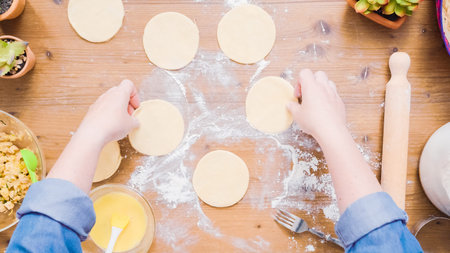 Step by step. Making home made empanadas with different fillings.