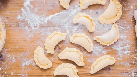 Step by step. Making home made empanadas with different fillings.
