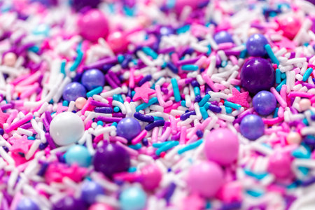 Colorful purple sprinkle blend on a white background.