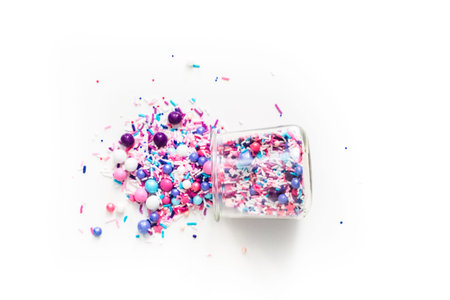 Colorful purple sprinkle blend on a white background.