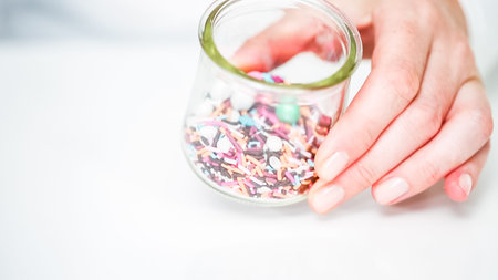 Colorful sprinkle blend on a white background.の写真素材