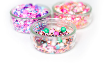 Colorful sprinkle blend on a white background.