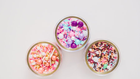 Colorful sprinkle blend on a white background.の写真素材