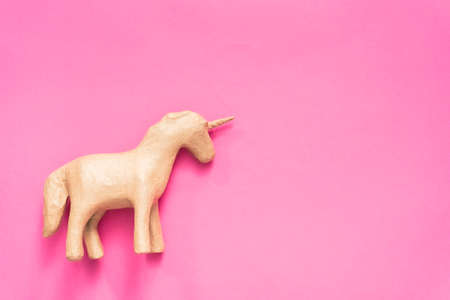 Unfinished paper mache unicorn for kids art and craft project.の写真素材