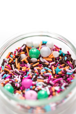 Colorful sprinkle blend on a white background.