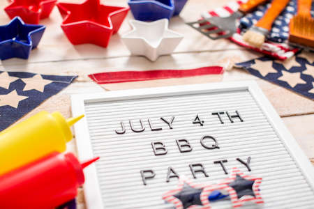 BBQ Party sign on a white memo board.の写真素材