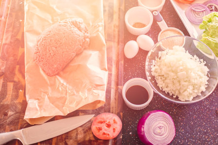 Preparing gourmet burger beef patties for classic burgers.
