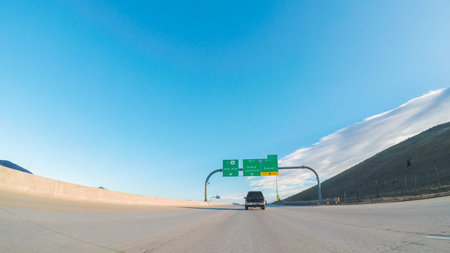 Driving on Intestate highway 470 early in the morning.