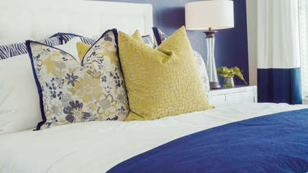 Furnished modern master bedroom in luxury home.の写真素材