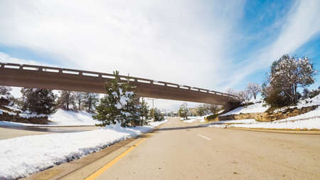 Driving through  business park after the Spring snow storm.の写真素材
