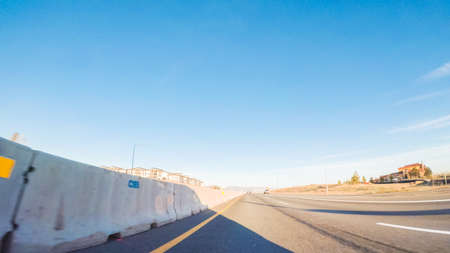 Driving on highway in the morning.の写真素材