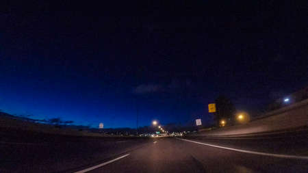 Driving on Interstate highway I25 at night.の写真素材