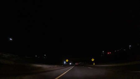 Driving on Interstate highway 470 at night.の写真素材
