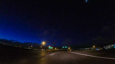 Driving on Interstate highway I25 at night.の写真素材