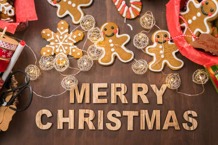 Traditional gingerbread cookies home made as food gifts.の写真素材