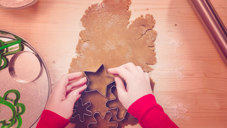 Step by step. Baking gingerbread cookies for Christmas.