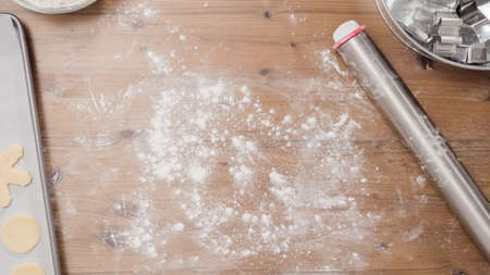 Baking Christmas sugar cookies for Santa.の写真素材