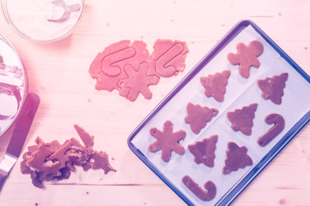 Baking gingerbread cookies for Christmas.