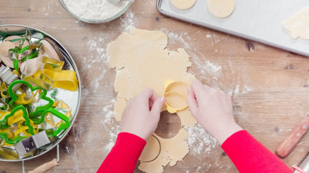 Step by step. Holiday season baking. Baking sugar cookies for Christmas.