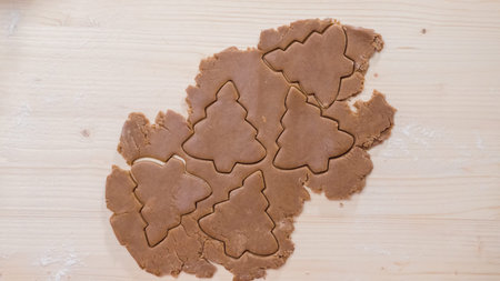 Step by step. Baking gingerbread cookies for Christmas.