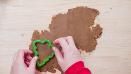 Step by step. Baking gingerbread cookies for Christmas.