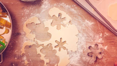 Step by step. Holiday season baking. Baking sugar cookies for Christmas.の写真素材