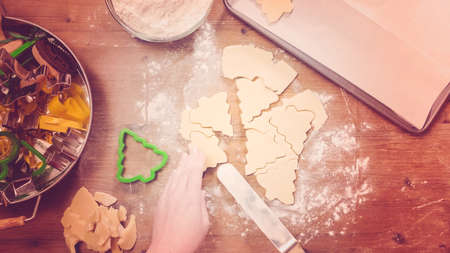 Step by step. Holiday season baking. Baking sugar cookies for Christmas.の写真素材