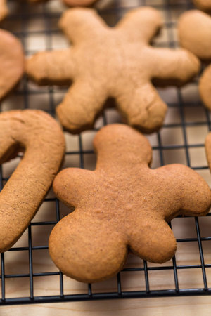 Baking gingerbread cookies for Christmas.